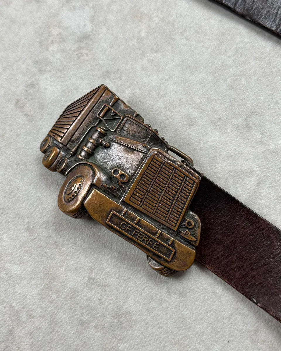 Gianfranco Ferré Brown Leather Truck Buckle Belt ZlsuMAM 4