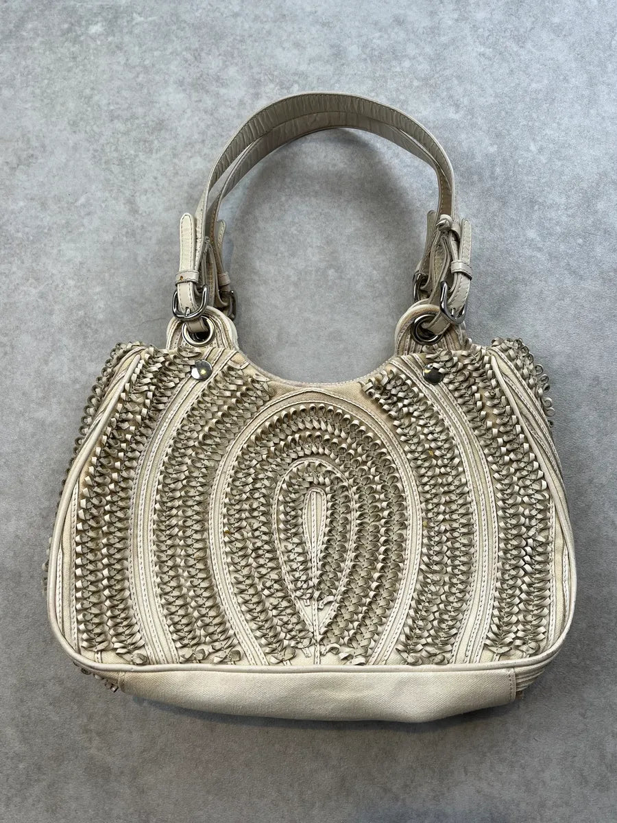 Gianfranco Ferré Circle Woven Cream Handle Bag yoMBrIg 0