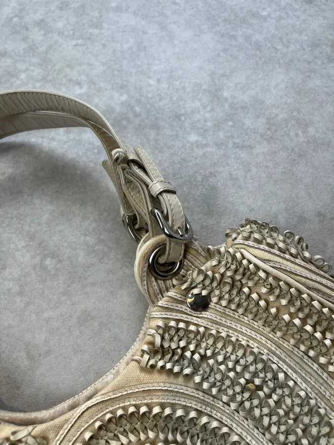 Gianfranco Ferré Circle Woven Cream Handle Bag yoMBrIg 4