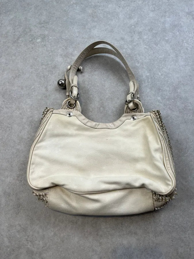 Gianfranco Ferré Circle Woven Cream Handle Bag yoMBrIg 5