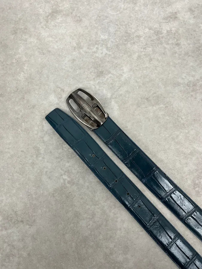 Gianfranco Ferré Crocodile Effect Blue Leather Belt nLgVlCA 2
