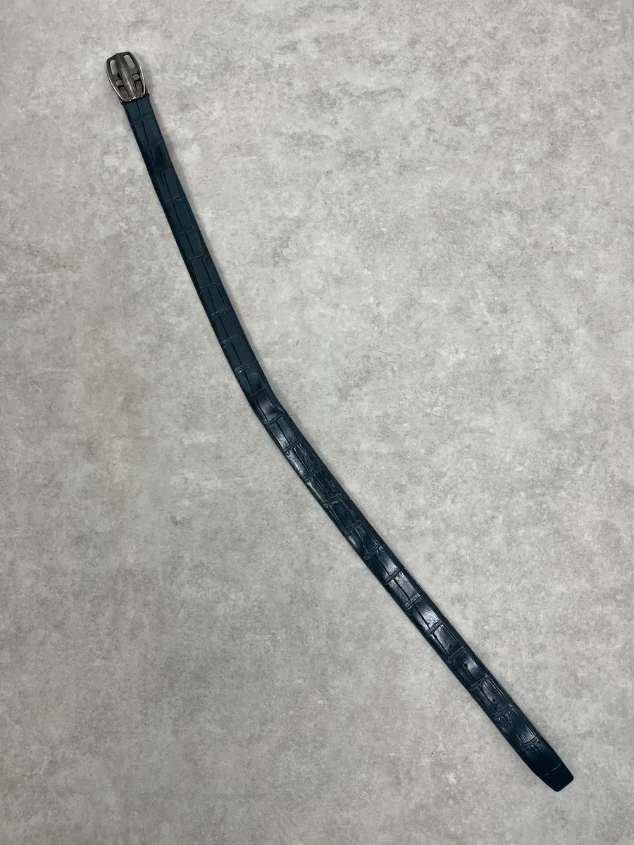 Gianfranco Ferré Crocodile Effect Blue Leather Belt nLgVlCA 4