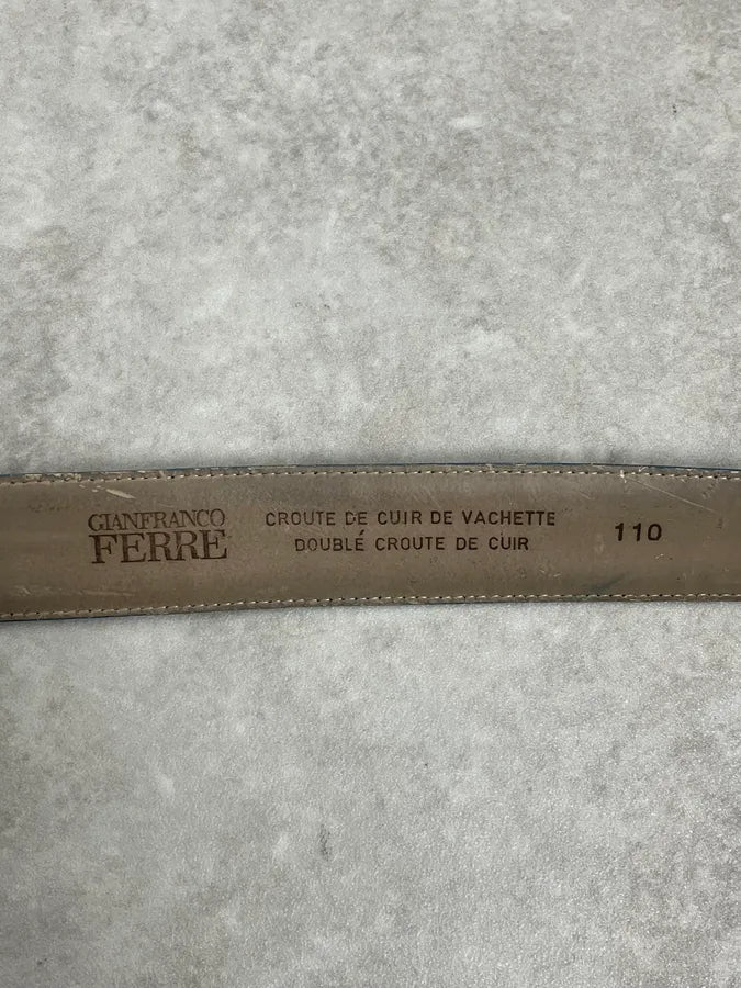 Gianfranco Ferré Crocodile Effect Blue Leather Belt nLgVlCA 5