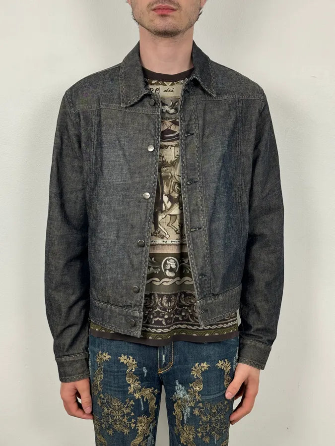 2000s Gianfranco Ferré Dark Blue Denim Jacket  HLEjtJR 1
