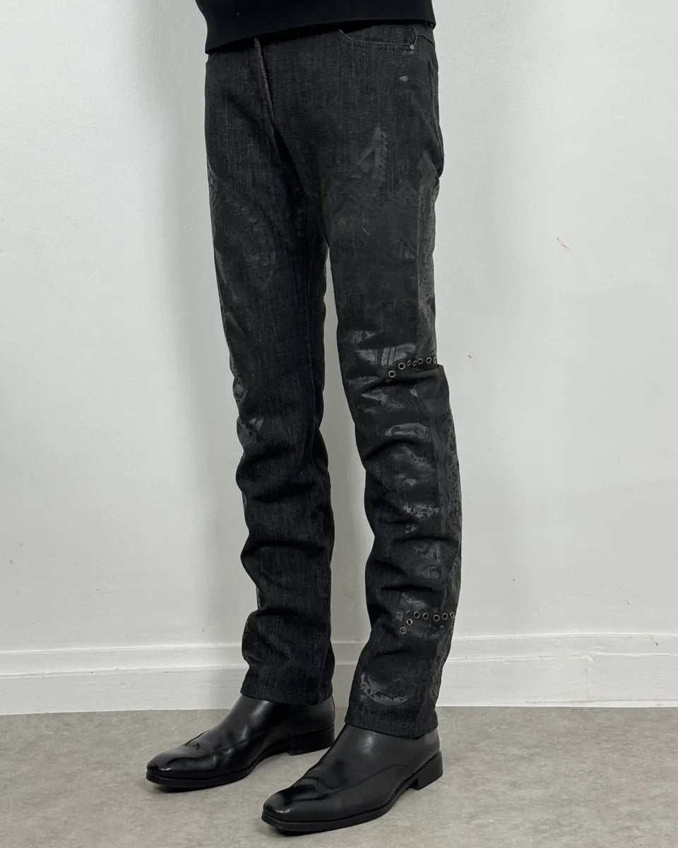 Gianfranco Ferré Dark Printed Denim Jeans FuhqpyU 2