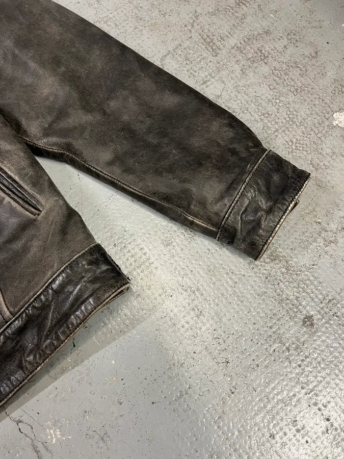 Gianfranco Ferré Eroded Grey Black Leather Trucker Jacket pdmzscC 5