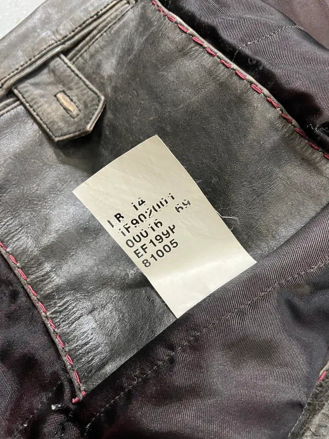 Gianfranco Ferré Eroded Grey Black Leather Trucker Jacket pdmzscC 9