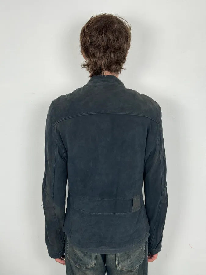 SS2009 Gianfranco Ferré Navy Suede Crocodile Effect Bomber Jacket NayRFcp 2