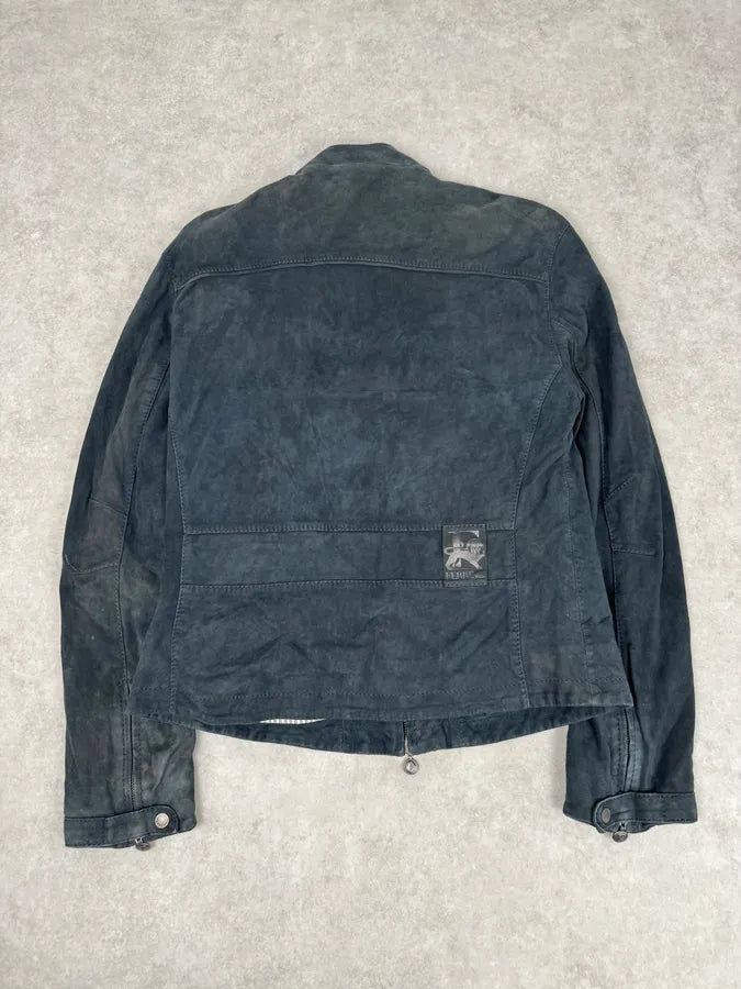 SS2009 Gianfranco Ferré Navy Suede Crocodile Effect Bomber Jacket NayRFcp 5