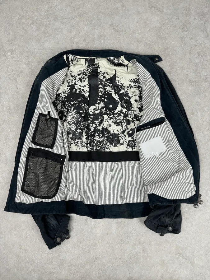 SS2009 Gianfranco Ferré Navy Suede Crocodile Effect Bomber Jacket NayRFcp 7