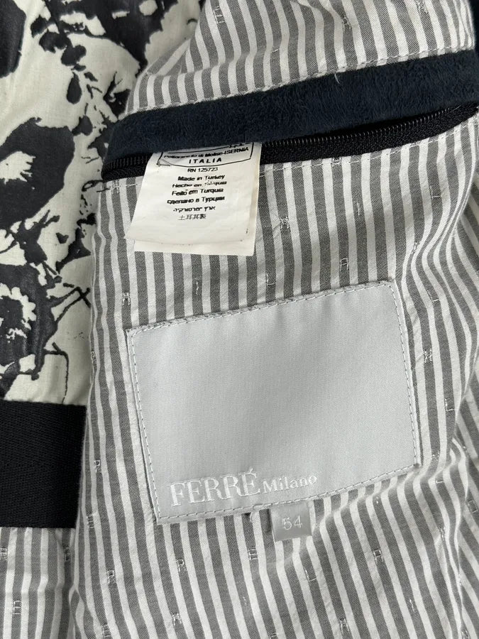 SS2009 Gianfranco Ferré Navy Suede Crocodile Effect Bomber Jacket NayRFcp 11