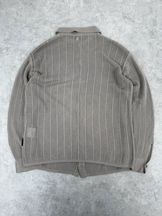 2000s Gianfranco Ferré Perfored Cozy Beige Cardigan Sweater CncrcSZ 3