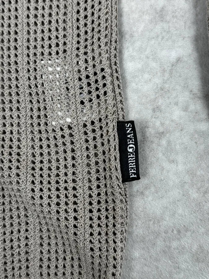 2000s Gianfranco Ferré Perfored Cozy Beige Cardigan Sweater CncrcSZ 8