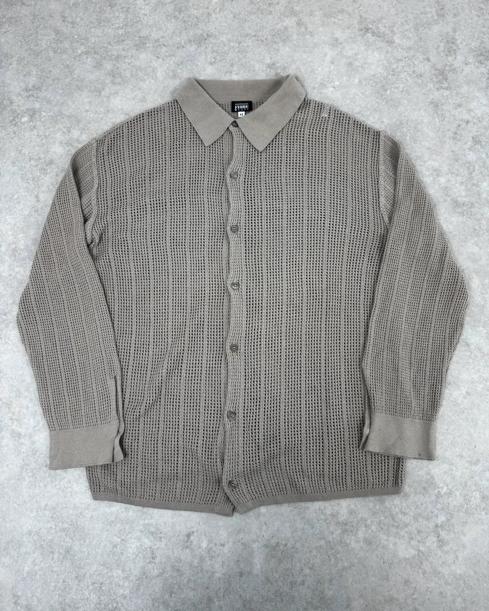 2000s Gianfranco Ferré Perfored Cozy Beige Cardigan Sweater CncrcSZ 0