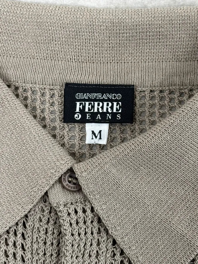 2000s Gianfranco Ferré Perfored Cozy Beige Cardigan Sweater CncrcSZ 9