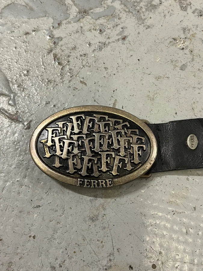 Gianfranco Ferré Propaganda Buckle Leather Belt eGmRGZk 4