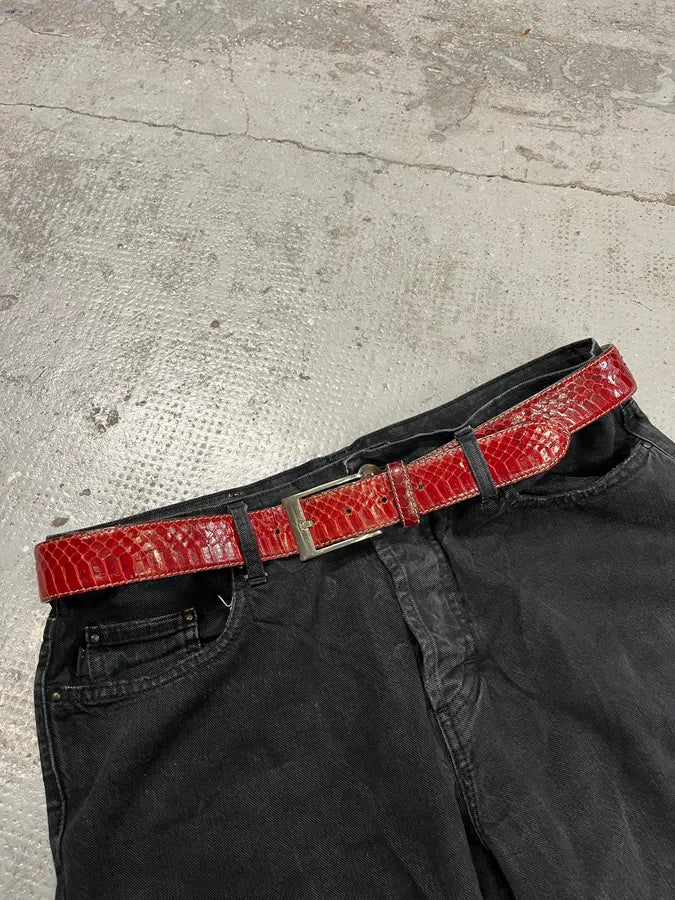 Gianfranco Ferré Red Patent Snake Leather Belt uooNSES 0