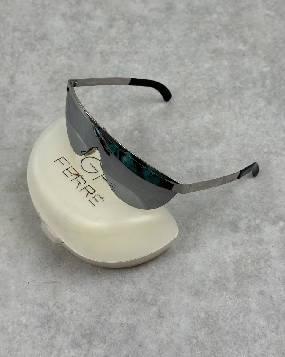 Gianfranco Ferré Silver Metal Shield Sunglasses MHtSnBZ 0