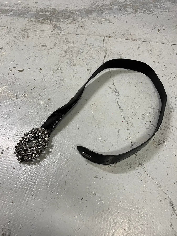 Gianfranco Ferré Strass Flowers Black Patent Leather Belt FrEzRqF 4