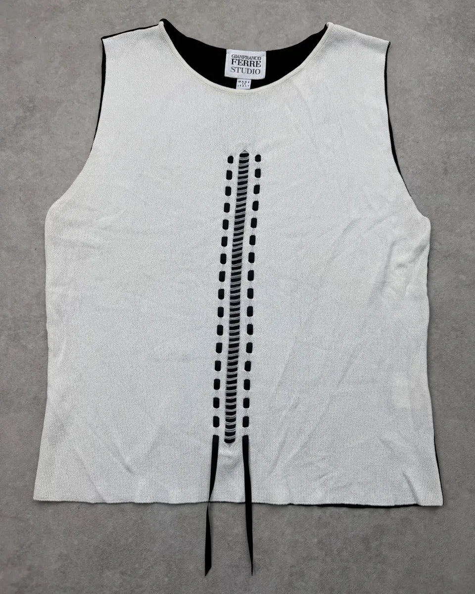 Gianfranco Ferré Two Tone Contrast Black & White Tank Top AkPRunj 2