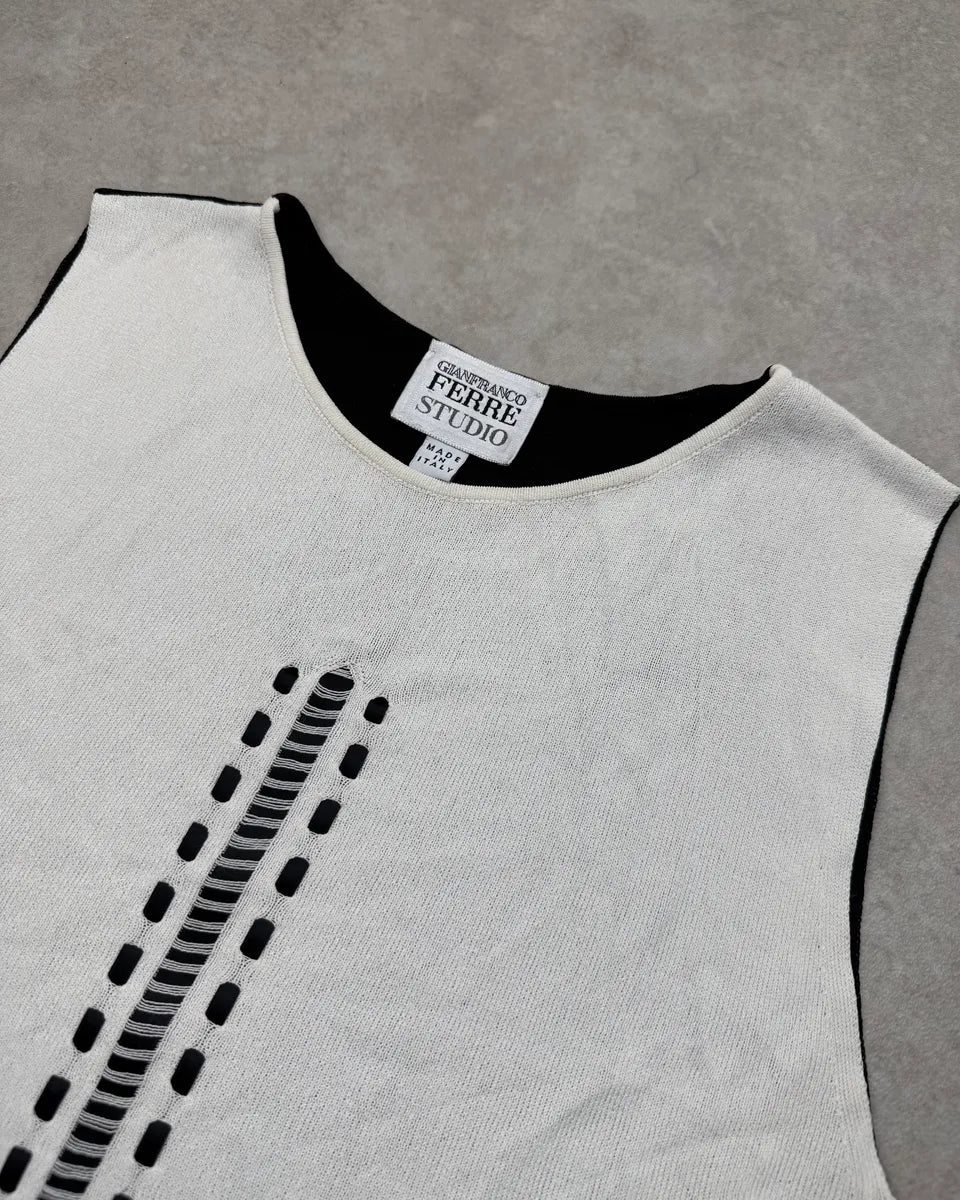 Gianfranco Ferré Two Tone Contrast Black & White Tank Top AkPRunj 4