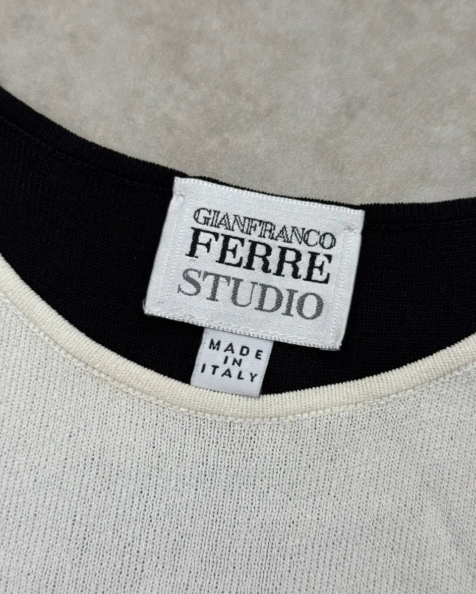 Gianfranco Ferré Two Tone Contrast Black & White Tank Top AkPRunj 7