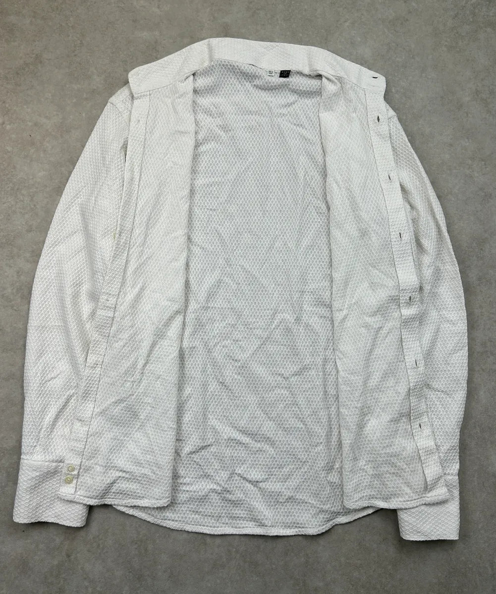 2000s Gianfranco Ferré White Honeycomb Pattern Mesh Shirt gyMOBvi 8