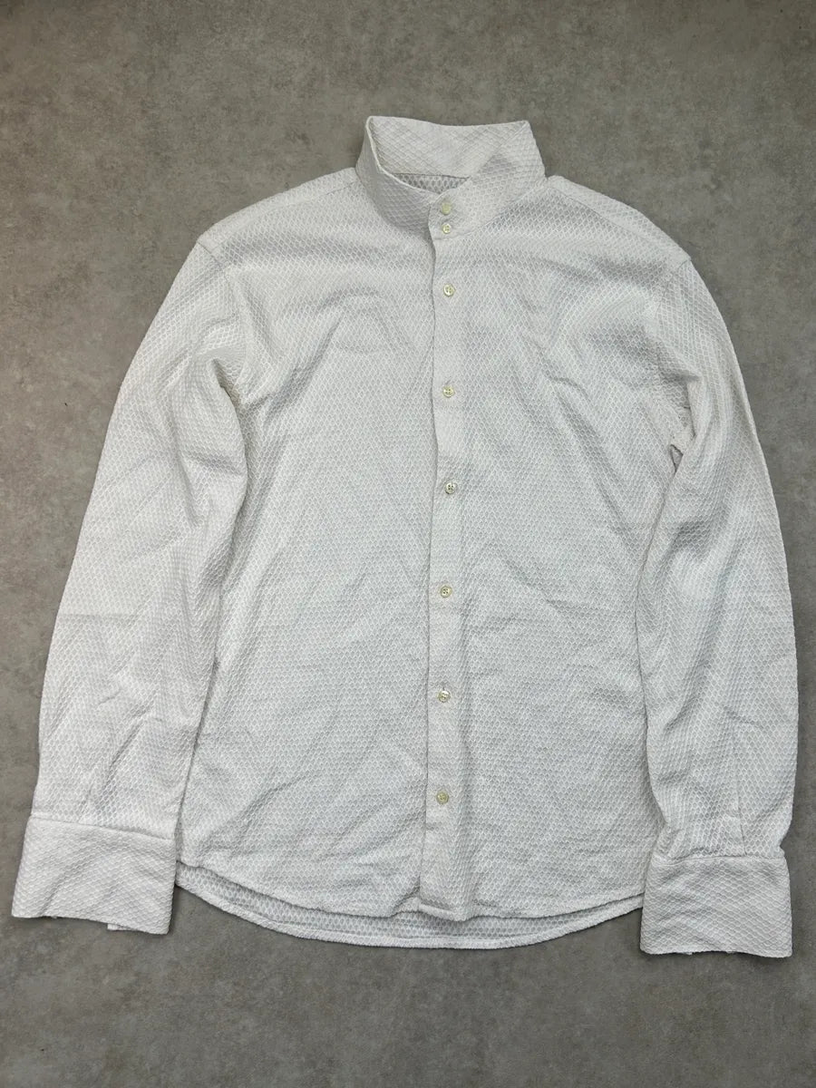 2000s Gianfranco Ferré White Honeycomb Pattern Mesh Shirt gyMOBvi 0
