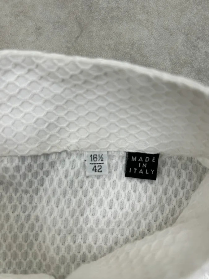 2000s Gianfranco Ferré White Honeycomb Pattern Mesh Shirt gyMOBvi 4