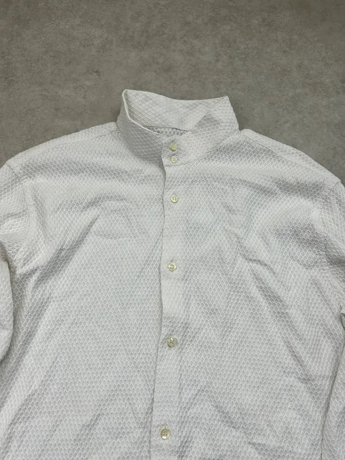2000s Gianfranco Ferré White Honeycomb Pattern Mesh Shirt gyMOBvi 5