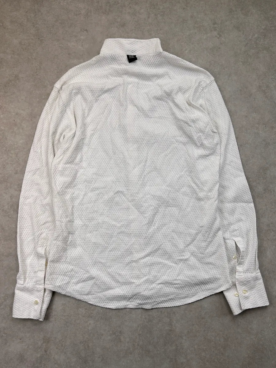 2000s Gianfranco Ferré White Honeycomb Pattern Mesh Shirt gyMOBvi 6