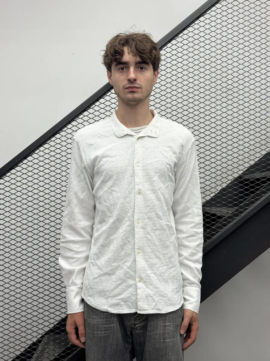 2000s Gianfranco Ferré White Honeycomb Pattern Mesh Shirt gyMOBvi 1