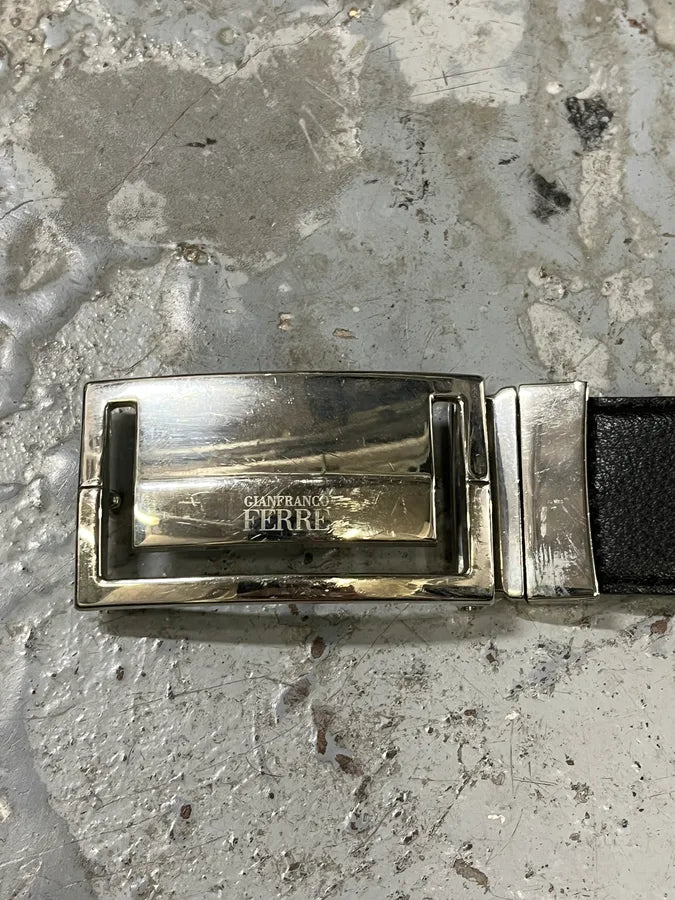Gianfranco Ferre Black Leather Minimalist Belt binfivT 4