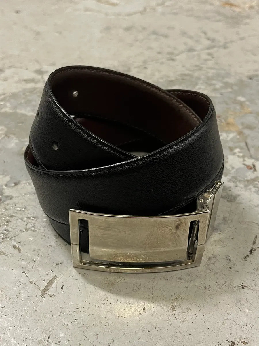Gianfranco Ferre Black Leather Minimalist Belt binfivT 3