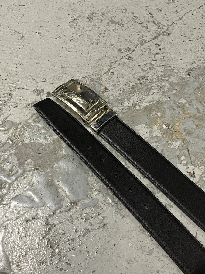 Gianfranco Ferre Black Leather Minimalist Belt binfivT 1