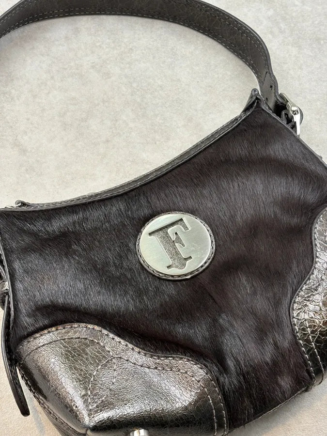 Gianfranco Ferré Black Ponyhair & Leather Shoulder Bag TqyOlud 4