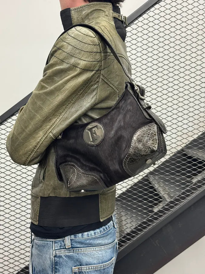 Gianfranco Ferré Black Ponyhair & Leather Shoulder Bag TqyOlud 1