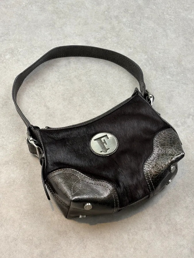 Gianfranco Ferré Black Ponyhair & Leather Shoulder Bag TqyOlud 3