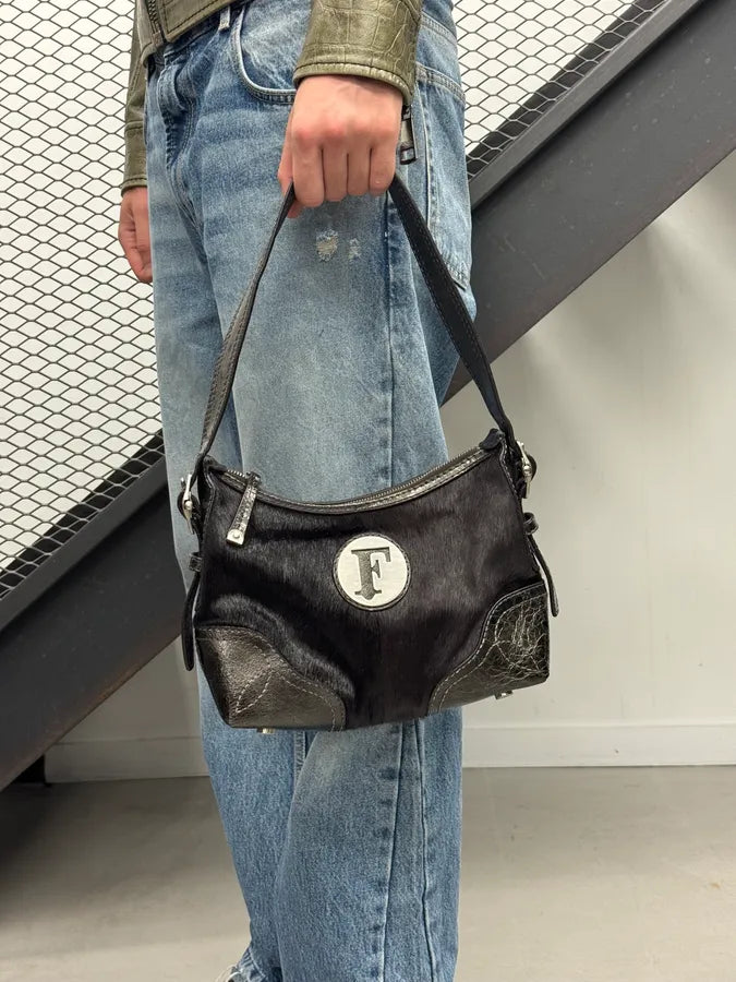 Gianfranco Ferré Black Ponyhair & Leather Shoulder Bag TqyOlud 2