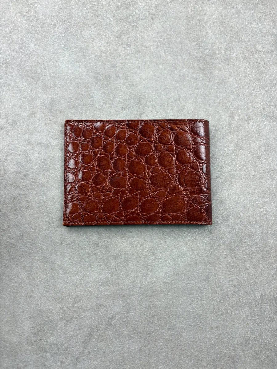 Gianfranco Ferré Brown Crocodile Embossed Leather Wallet lbTUhkX 2