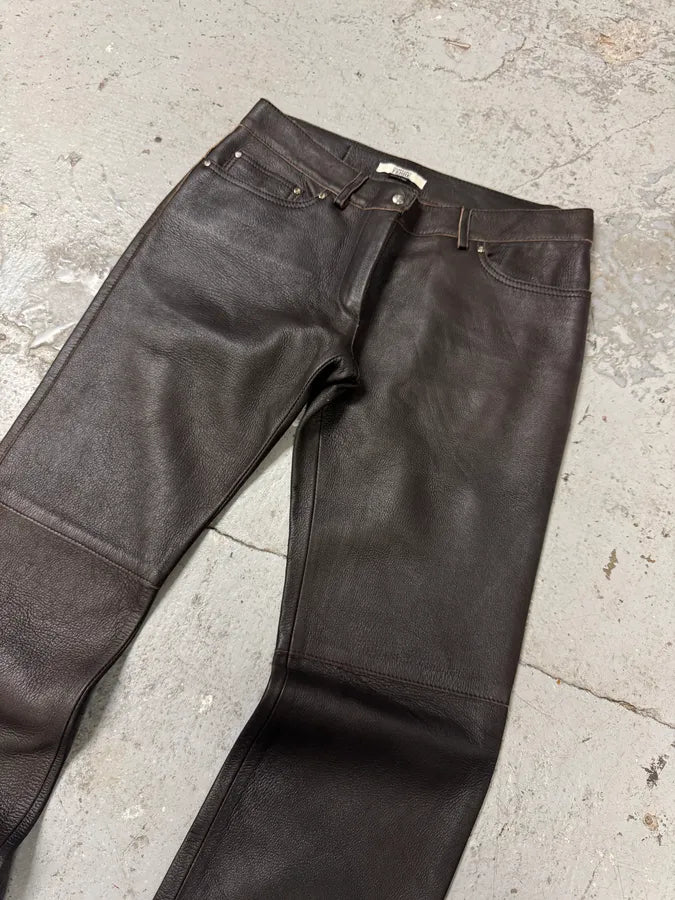 Gianfranco Ferre Brown Leather Pants (M) wAsKOBk 2