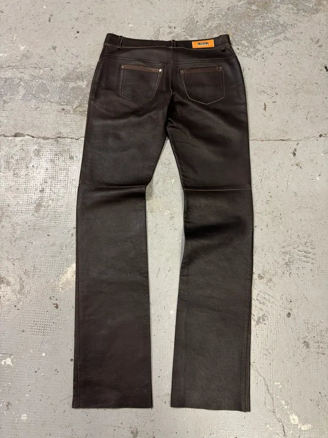 Gianfranco Ferre Brown Leather Pants (M) wAsKOBk 3