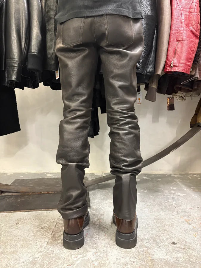 Gianfranco Ferre Brown Leather Pants (M) wAsKOBk 4