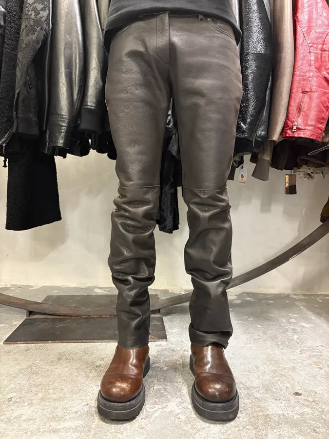 Gianfranco Ferre Brown Leather Pants (M) wAsKOBk 5