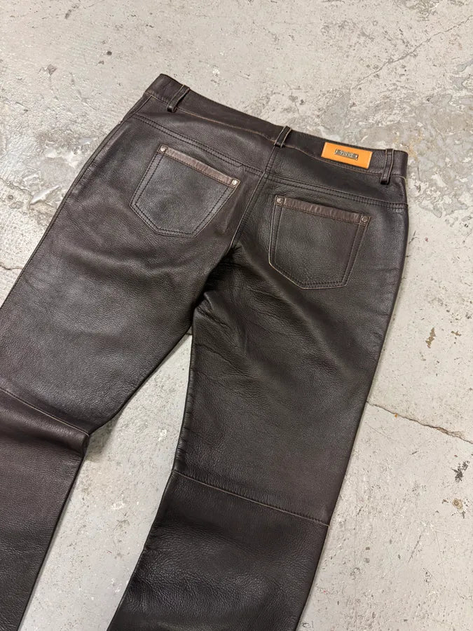 Gianfranco Ferre Brown Leather Pants (M) wAsKOBk 6