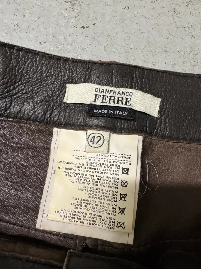 Gianfranco Ferre Brown Leather Pants (M) wAsKOBk 7