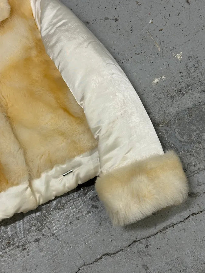 2000s Gianfranco Ferré Cream Faux Fur Collar Puffer Jacket fmazRWe 9