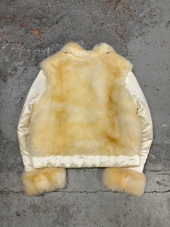 2000s Gianfranco Ferré Cream Faux Fur Collar Puffer Jacket fmazRWe 4