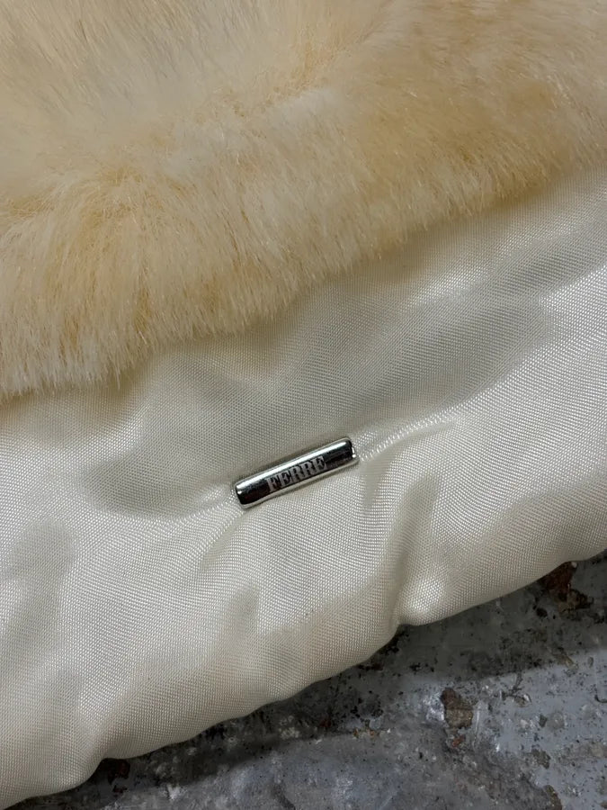 2000s Gianfranco Ferré Cream Faux Fur Collar Puffer Jacket fmazRWe 10