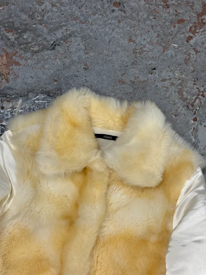 2000s Gianfranco Ferré Cream Faux Fur Collar Puffer Jacket fmazRWe 3